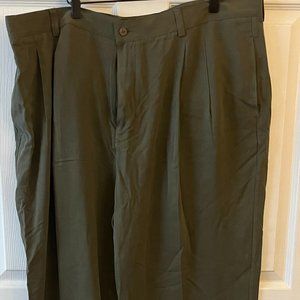 Tommy Bahama 44x37 100% Silk Olive Men's Pants